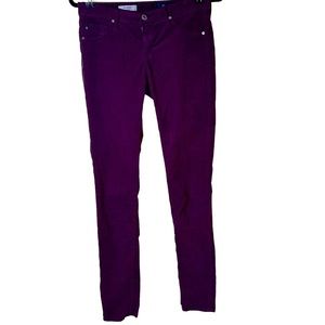 AG Adriano Goldschmied The Legging Super Skinny Maroon Purple Micro Corduroy